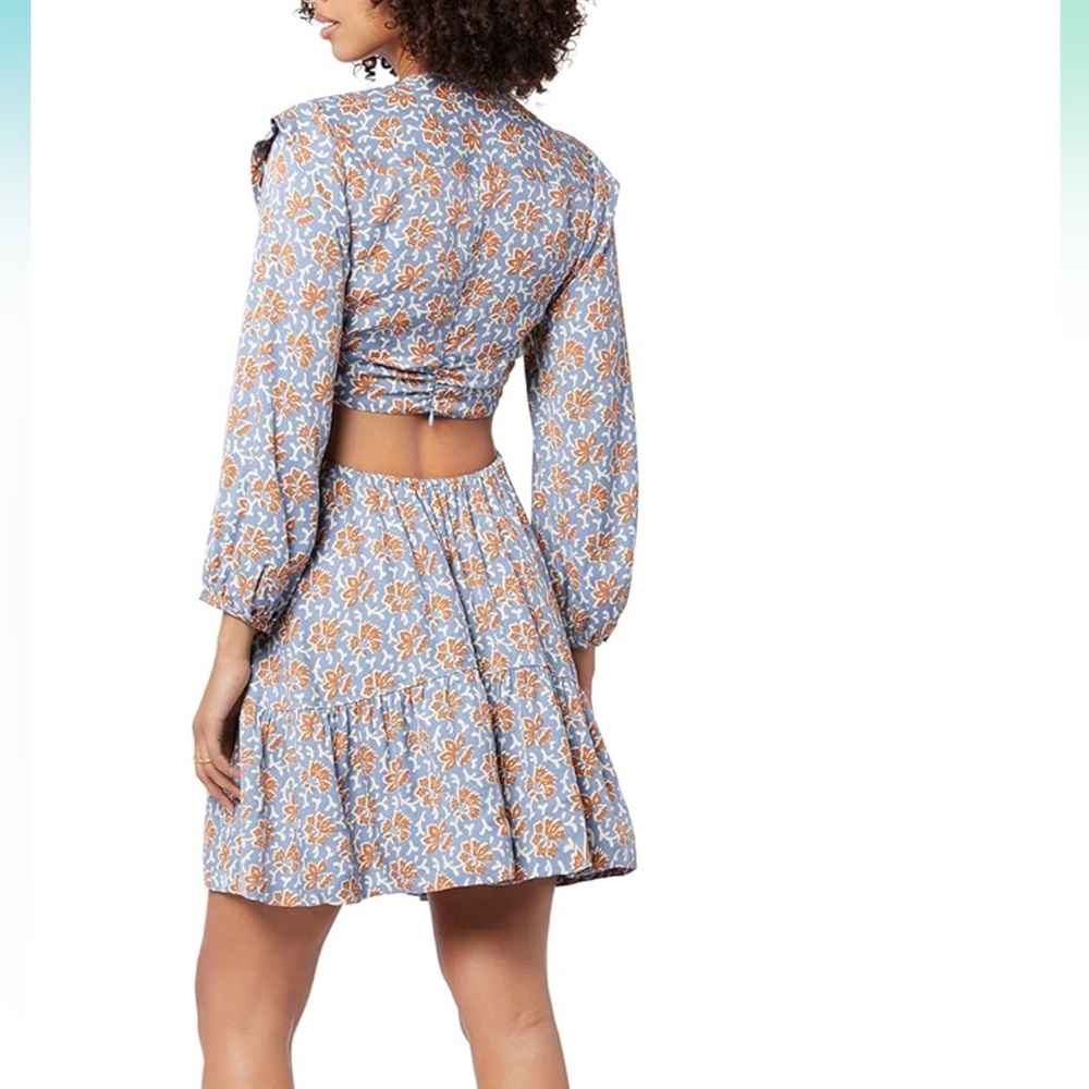 Joie Womens Maeve Dress in Country Blue Floral Cutout - Picture 4 of 8